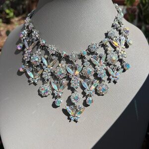 Rare ! Kirk’s Folly Dazzling Silver and Crystal Floral Butterfly Dreamy Necklace